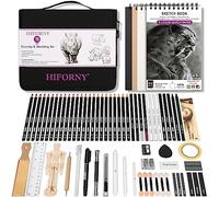 HIFORNY 70 Pcs Drawing Set Sketching Kit - Sketch Pencils Art Supplies for Adults Artists Kids with 3-Color Sketchbook,Graphite,Pastel,Charcoal Pencils,Blending Tools