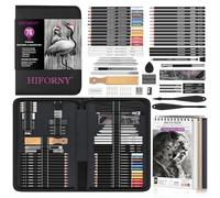 HIFORNY 76 PCS Drawing Set Sketching Kit,Sketch Pencils Art Supplies with Graphite,Charcoal,Blending Tools & Accessories,Portable Zippered Travel Case for Artists & Beginners
