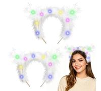 Hifot 2 Pack LED Christmas Headbands for Adults Kids,Light up Elf Headband Christmas Trees Head Boppers Hair Accessories for Parties Favors Supplies