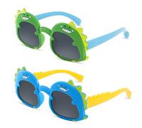 Hifot 2 PCS Boys Sunglasses Age 3-6Y, Dinasour Kids Sunglasses UV Protection, Toddler Sun Glasses Childrens Sun Glasses for Holiday Beach Outdoor Summer Birthday Party