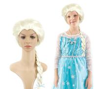 HIFOT Braid Hairpieces Princess Dress Up Wigs for Girls Women, Princess Elsa Wig for Adult Hair Accessories for Cosplay Wig White