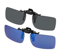 Hifot Clip on Sunglasses 2 Pack, Polarized Lens Fit over Prescription Glasses, Flip up Rimless Myopia Nearsighted Sunglasses for Men Women