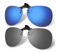 Hifot Clip on Sunglasses 3 Pack, Polarized Lens Fit over Prescription Glasses, Flip up Rimless Myopia Nearsighted Sunglasses for Men Women