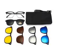 Hifot Eyeglasses Frame with Magnetic Clip on Polarized Sunglasses, Plastic Frame for Women Men
