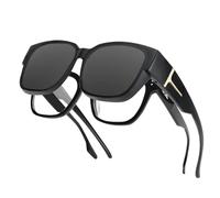 Hifot Fit Over Glasses Sunglasses Men Women,Polarised Wrap Round Sunglasses to Fit Over Glasses Anti Glare UV400 Protection Cycling Driving