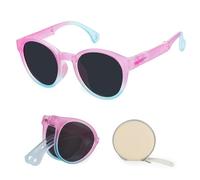 Hifot Foldable Kids Polarized Sunglasses for Boys Girls,Childrens UV Protection Toddler Sun glasses Beach Sport Eyewear with Case Cleaning Cloth Age 3-12