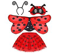 Hifot Ladybird Costume for Kids,Animal Ladybug Fancy Dress up for Girls Tutu Skirt Wings Fairy Costume for Carnival Cosplay Party