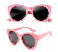 Hifot Polarized Kids Sunglasses Girls, UV Protection Polarized Toddler Sunglasses, TPEE Flexible Unbreakable Cat Eye Frame Kids Sun Glasses for Girls Boys Age 3-8 for Summer Beach Outdoor