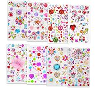 Hifot Self-Adhesive Rhinestone Sticker 8 Sheets, Craft Jewels and Gems Sticker Set for Children, Crystal Gem DIY Art and Craft Supplies Decoration (Random Style)