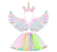 Hifot Unicorn Costume Kids Tutu Skirt for Girls with Unicorn Wings Unicorn Headband Unicorn Dress for Birthday Outfit Halloween