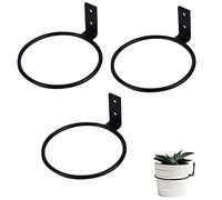 HIFROM 3-Pack Wall Flower Pot Holders - Foldable Iron Plant Rings - Black - 4-8 Inch - Indoor/Outdoor