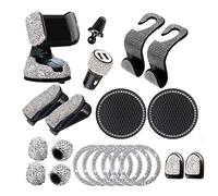 hifrom Pack of 20 Bling Car Accessories Interior Women Glitter, Bling Car Accessories Bling Car Accessories Glasses Holder for Women, Bling Mobile Phone Holder, Bling Ignition Ring, Bling Car Hook