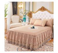HIFRQVVC Minimalist Lace Bed Skirt, Lace Luxury Princess Girl Bedspread Queen King Size Spring Fitted Sheets Bed Mattress Cover Retro Bedding with Skirt(Light Brown,200x220x45cm)
