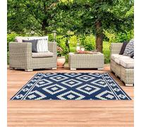 HIFRQVVC Outdoor Reversible Plastic Rug, Outdoor Woven Rugs for Garden Patio Waterproof Foldable and Portable for Rv, Camper, Balcony, Backyard, Deck(Blue,40 * 60cm)