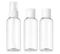HIFSA Travel Bottles Set For Toiletries Empty Clear Plastic Bottles Hand Luggage Cosmetic Container Spray Bottle Liquid Containers Home Salon Essentials Air Travelling Accessory (3Pc) (White)