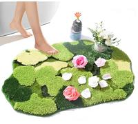 Hifuwan Cute Green Moss Shag Bathroom Rugs Leaf Bath Mats for Bathroom Decor Aesthetic Leaves Soft Non Slip Washable Aabsorbent Floor Carpet Boho Indoor Shower Mat Doormat