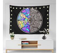 Hifuwan Wednesday Addams Tapestry Spiderweb Window Backdrop Gothic Colorful Wall Hanging Banner Birthday Party Decorations Gifts for Kids Bedroom Dorm Home Décor, 59'' x 79'' (148x200 cm)
