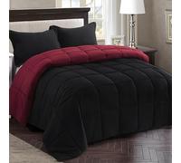 HIG 3 Pieces Black Reversible Coverless Duvet 10.5 Tog - Double | 200 x 200cm - OEKO-TEX Certified - Duvet with Corner Tabs Down Alternative Comforter with 2 Shams - Machine Washable