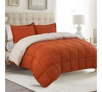 HIG 3 Pieces Terracotta Coverless Duvet King - 240 x 220cm - Cassette Box Construction - Corner Duvet Tabs - Solid Reversible 10.5 Tog Comfort with 2 Shams