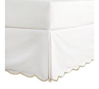 HIG Off-White Chic Bed Valance Sheet Belt Bed Skirt Double - 135 x 190cm + 38cm Drop - OEKO-TEX Certified - Easy Fit Scallop Edge Pleated Bed Skirt, Pre-Washed for Long-Lasting Use