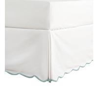 HIG Off-White Chic Bed Valance Sheet Belt Bed Skirt Double - 135 x 190cm + 38cm Drop - OEKO-TEX Certified - Easy Fit Scallop Edge Pleated Bed Skirt, Pre-Washed for Long-Lasting Use