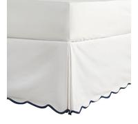 HIG Off-White Chic Bed Valance Sheet Belt Bed Skirt Double - 135 x 190cm + 38cm Drop - OEKO-TEX Certified - Easy Fit Scallop Edge Pleated Bed Skirt, Pre-Washed for Long-Lasting Use