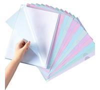 HIGA-JKL 24 Pcs Macaron Plastic Wallets Top and Side Opening A4 Cut Flush Folders A4 Sleeves Wallets, Clear Side Cut File Cover for Work, Report, Project, Presentation