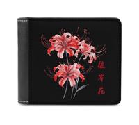 Higanbana Red Spider Lily Men's Bifold Wallet Slim Cash Card Holder Leather Purse
