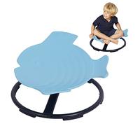 HIGAOQS Autism Kids Swivel Chair, Carousel Spin Sensory Chair for Kids, Training Body Coordination, Metal Base Non-Slip Sitting Safer (Blue, Fish Shape)