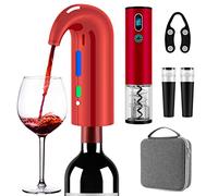 Higfra Electric Wine Opener Set with Aerator, Decanter, Foil Cutter, Stopper, Red