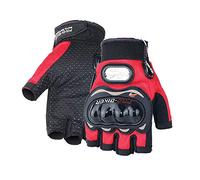 HIGGER 1Pair Man Half-Finger Motorcycle Gloves Summer Racing Cross-Country Anti-Fall Breathable Shock Absorbed Gloves (XL,Red)