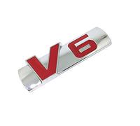 HIGGER 1Pcs Personalized 3D Car Stickers Metal V6 Car Stickers Badge Decoration Stickers Universal For Most Cars (Red)