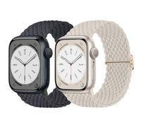 Higgs 2 Pack Solo Loop Braided Straps Compatible with Apple Watch Straps 10 40mm 41mm 38mm 42mm 44mm 45mm 46mm 49mm for Women Men,Elastic Sport Band for iWatch SE 9 8 7 6 5 4 3 2 1 Ultra