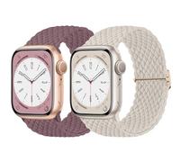 Higgs 2 Pack Solo Loop Braided Straps Compatible with Apple Watch Straps 10 40mm 41mm 38mm 42mm 44mm 45mm 46mm 49mm for Women Men,Elastic Sport Band for iWatch SE 9 8 7 6 5 4 3 2 1 Ultra