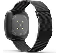 Higgs Replacement Strap Compatible with Fitbit Versa 3/Fitbit Versa 4/Fitbit Sense/Sense 2 Wristband for Men and Women, Dual Magnetic Adjustable Smooth Stainless Steel Metal Bracelets for Fitbit