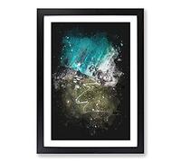 High Above Asturias in Spain Paint Splash Framed Print | A2 Black Framed Wall Art | Ready to Hang | Modern Nature Picture | Living Room Bedroom Lounge Office