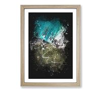 High Above Asturias in Spain Paint Splash Framed Print | A2 Oak Framed Wall Art | Ready to Hang | Modern Nature Picture | Living Room Bedroom Lounge Office
