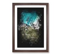 High Above Asturias in Spain Paint Splash Framed Print | A2 Walnut Framed Wall Art | Ready to Hang | Modern Nature Picture | Living Room Bedroom Lounge Office