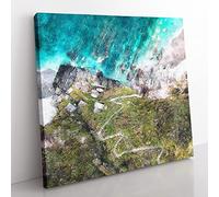 High Above Asturias In Spain Painting Modern Canvas Wall Art Print Ready to Hang, Framed Picture for Living Room Bedroom Home Office Décor, 50x50 cm (20x20 Inch)
