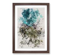 High Above Asturias in Spain Watercolour Framed Print | A2 Walnut Framed Wall Art | Ready to Hang | Modern Historical Picture | Living Room Bedroom Lounge Office