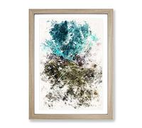 High Above Asturias In Spain Watercolour Modern Framed Print | A2 Oak Framed Wall Art | Ready to Hang | Modern Historical Picture | Living Room Bedroom Lounge Office