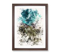 High Above Asturias In Spain Watercolour Modern Framed Print | A2 Walnut Framed Wall Art | Ready to Hang | Modern Historical Picture | Living Room Bedroom Lounge Office