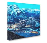 High Above Banff Canada Canvas Print | Gallery Wrapped 30mm Frame Wall Art | 20x20 inches | Ready to Hang | Modern Picture | Living Room Bedroom Lounge Office