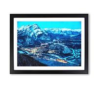 High Above Banff Canada Painting Modern Art Framed Wall Art Print, Ready to Hang Picture for Living Room Bedroom Home Office Décor, Black A4 (34 x 25 cm)