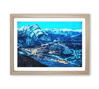 High Above Banff Canada Painting Modern Art Framed Wall Art Print, Ready to Hang Picture for Living Room Bedroom Home Office Décor, Oak A4 (34 x 25 cm)