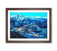High Above Banff Canada Painting Modern Art Framed Wall Art Print, Ready to Hang Picture for Living Room Bedroom Home Office Décor, Walnut A4 (34 x 25 cm)
