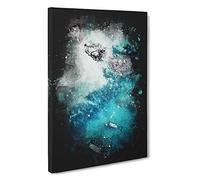 High Above Boats in Thailand Paint Splash Canvas Print | Gallery Wrapped 30mm Frame Wall Art | 30x20 inches | Ready to Hang | Modern Beach Picture | Living Room Bedroom Lounge Office