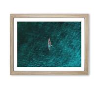 High Above The Boat Painting Modern Art Framed Print | A4 Oak Framed Wall Art | Ready to Hang | Modern Vehicle Picture | Living Room Bedroom Lounge Office