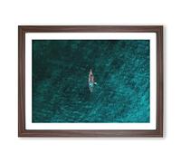 High Above The Boat Painting Modern Art Framed Print | A4 Walnut Framed Wall Art | Ready to Hang | Modern Vehicle Picture | Living Room Bedroom Lounge Office