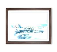 High Above the Clouds Modern Framed Print | A4 Walnut Framed Wall Art | Ready to Hang | Modern Landscape Picture | Living Room Bedroom Lounge Office